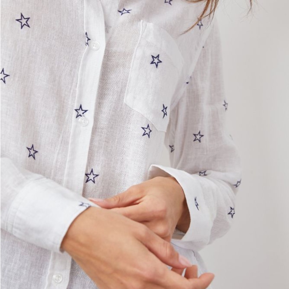 Rails Charli Star Linen Blend Blouse In Flocked M… - image 6